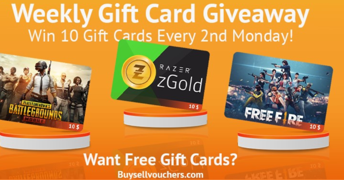Promoción semanal de BuySellVouchers con tarjetas de regalo de PUBG, Razer zGold y Free Fire.