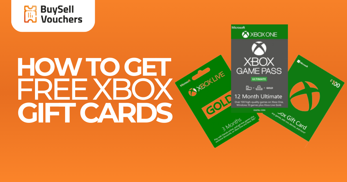 Карты подарков Xbox и Game Pass с надписью "Как получить бесплатные подарочные карты Xbox."