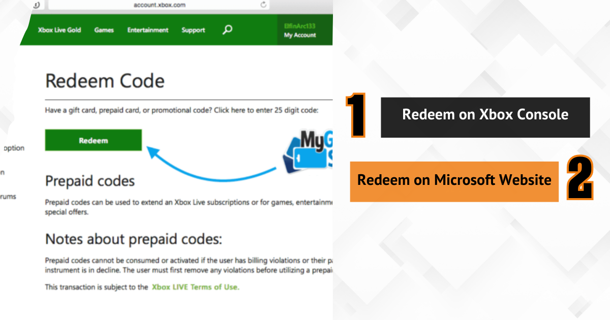 Страница активации кода Xbox с шагами для консоли и сайта Microsoft.