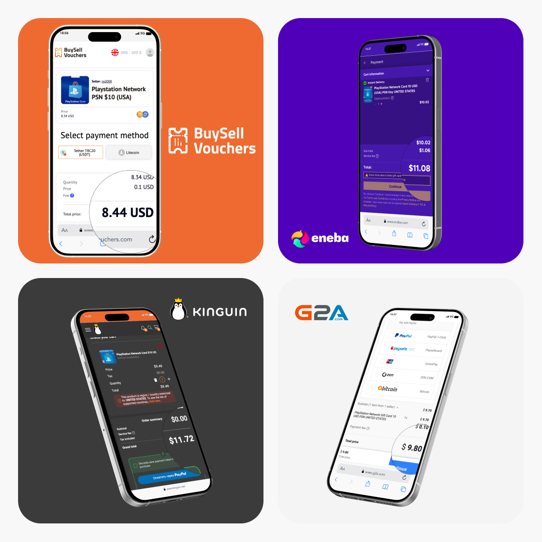 Kinguin vs G2A vs Eneba - Compare Steam $10 Gift Card Offers
